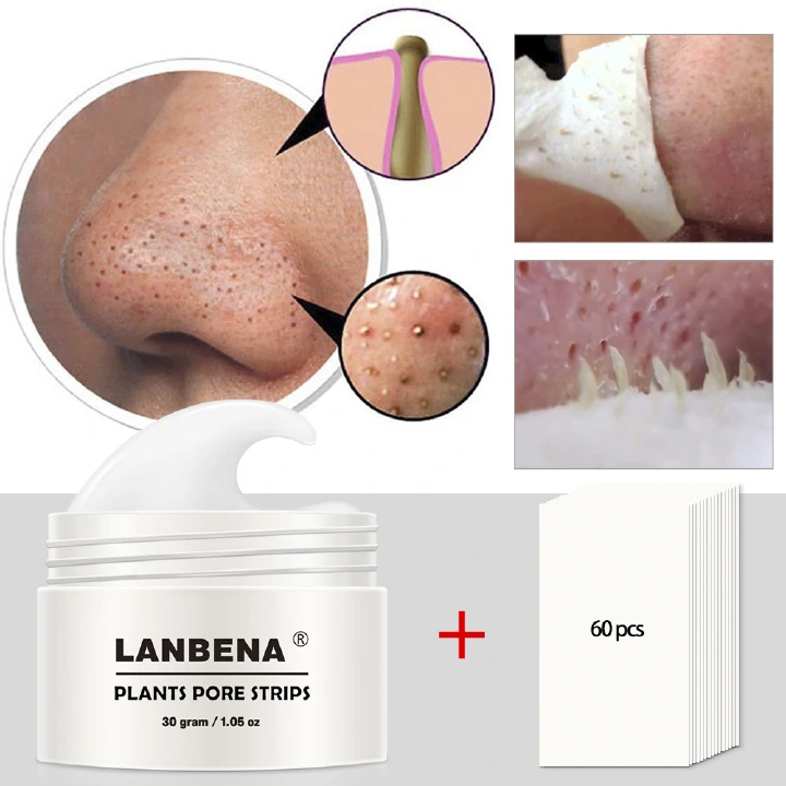 LANBENA Blackhead Remover Nose Face Mask Pore Strip Tearing Black Mask Peeling Acne Treatment  Deep Cleansing Skin Care