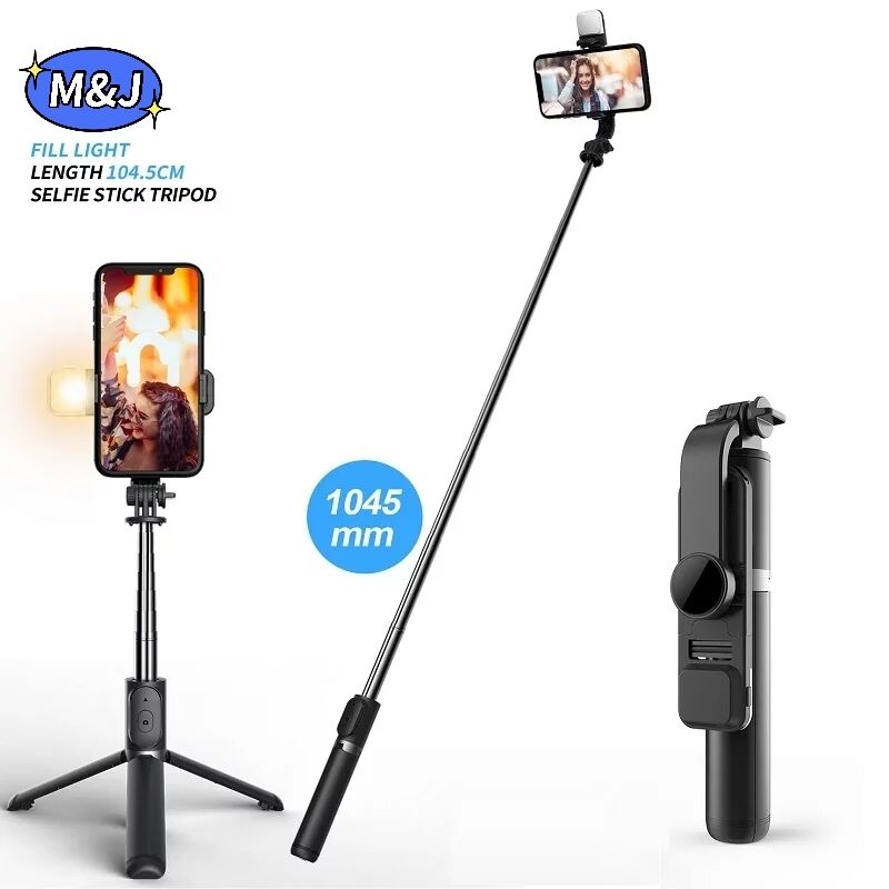 New Wireless Bluetooth Selfie Stick  With Fill Light Shutter Foldable Tripod Remote Control For IOS Android Smart Phones