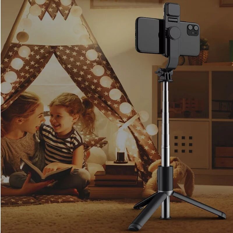 New Wireless Bluetooth Selfie Stick  With Fill Light Shutter Foldable Tripod Remote Control For IOS Android Smart Phones