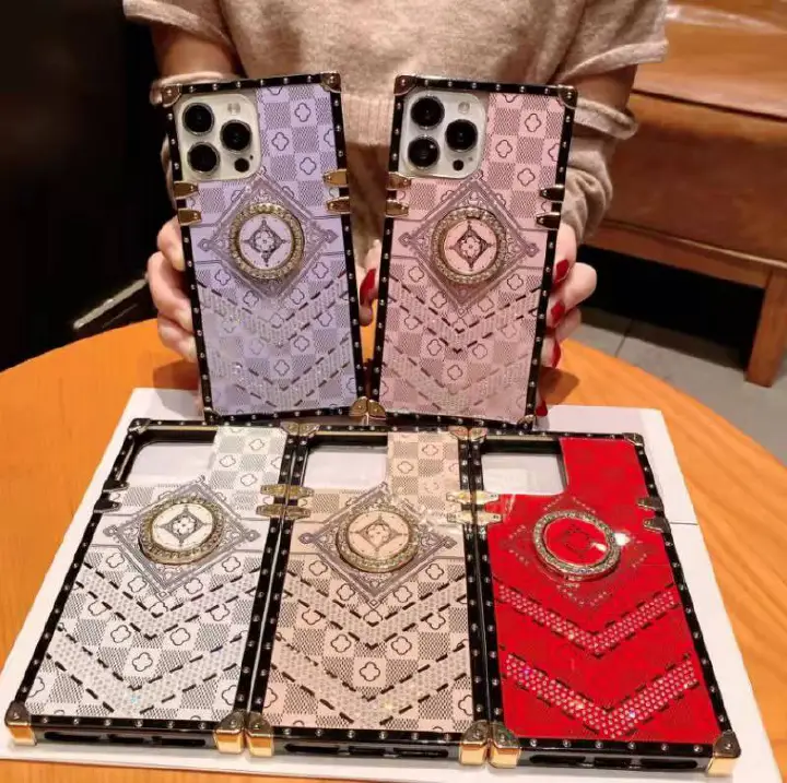 New Luxury Glitte Square Phone Case for Infinix Tecno iPhone Samsung OPPO Huawei Phones Covers