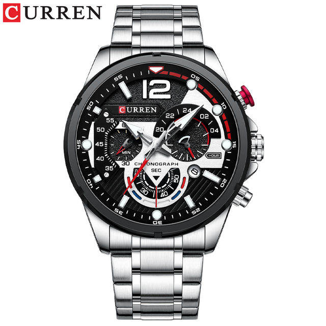 CURREN Watches Men Sport Quartz Chronograph Wristwatches Luxury Stainless Steel Clock with Luminous Watch gift