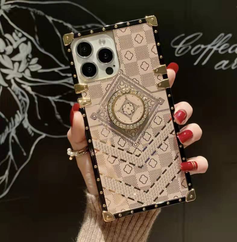 New Luxury Glitte Square Phone Case for Infinix Tecno iPhone Samsung OPPO Huawei Phones Covers