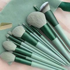 New 13Pcs Makeup Brush Set Foundation Powder Eyebrow Eyeshadow Blending Blush Brushes Beauty Make Up Kit Tool Green