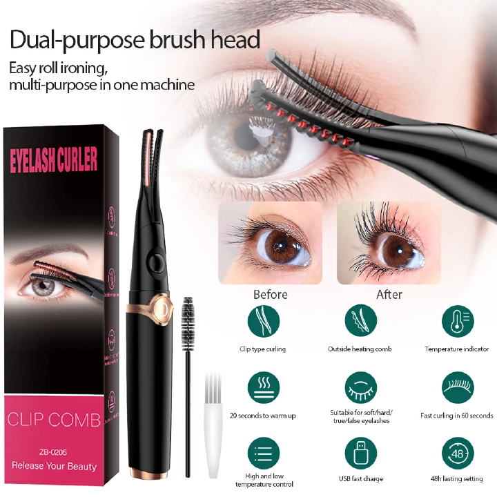 Electric Eyelash Curler Brush Outils Double-Sided Heated Eyelash Curler Fast Heating Iron Temperature  Eyelash Roller Makeup Tools