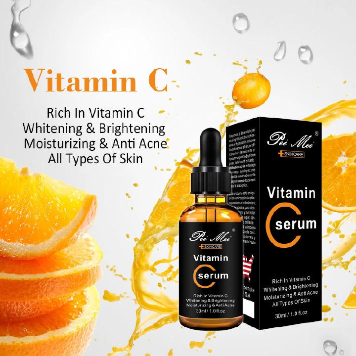 Vitamin C Facial Serum VC Whitening Brightening Moisturizing Improve Roughness Lighten Spots Hyaluronic Acid Facial Essence