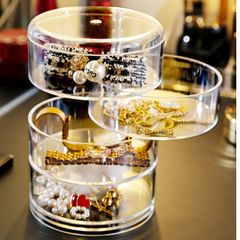 New Arrivals Transparent 4Layers Rotatable Jewelry Box Fashion Jewelry Organizer Earrings Ring Storage Box Cosmetics Beauty Container transparent 17.5*11.5cm
