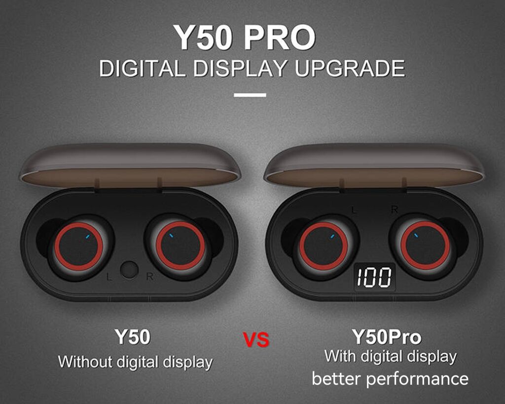 New Y50Pro Bluetooth Earphones TWS LED Display Wireless In-ear Earbuds Handfree HiFI Stereo Sport Earpods Music Earphones