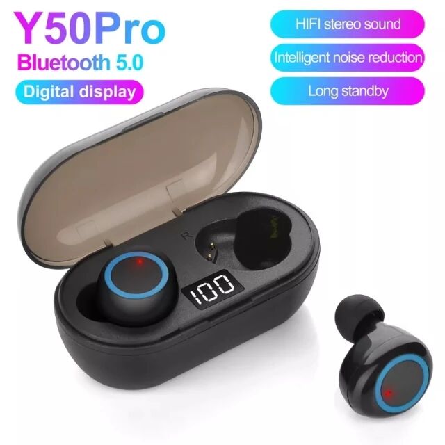 New Y50Pro Bluetooth Earphones TWS LED Display Wireless In-ear Earbuds Handfree HiFI Stereo Sport Earpods Music Earphones