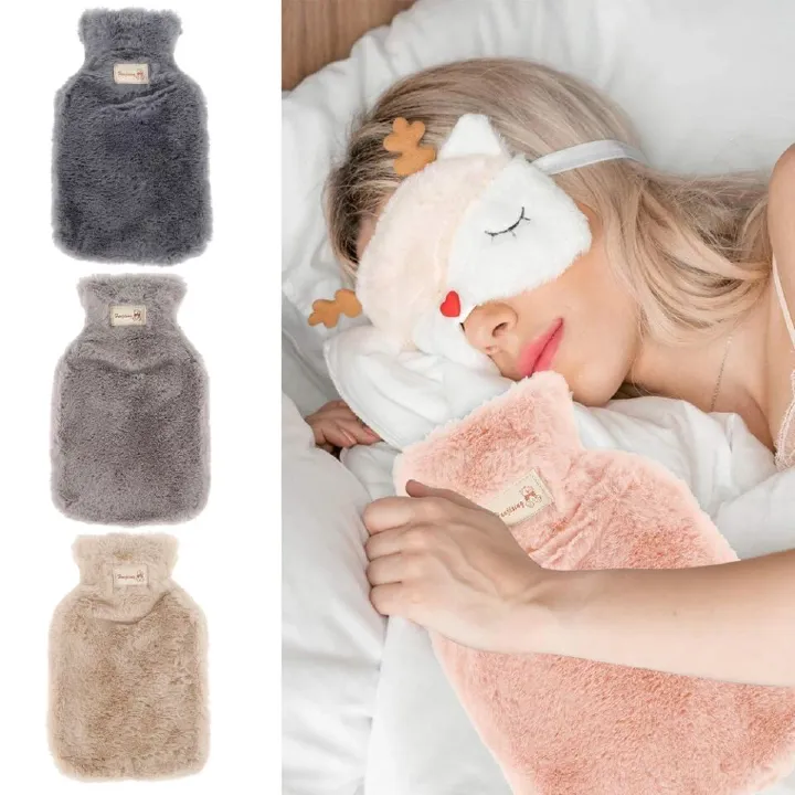 1000ML Hot Water Bag Bottle With Soft Warm Portable Reusable Protection Plush Covering Washable Household Kitchen items