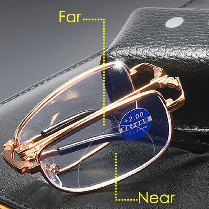 Unisex Portable Double Light Myopia Hyperopia Glasses Anti-blue Ultra-light Reading Glasses Portable Presbyopic Glasses Eyewear frames