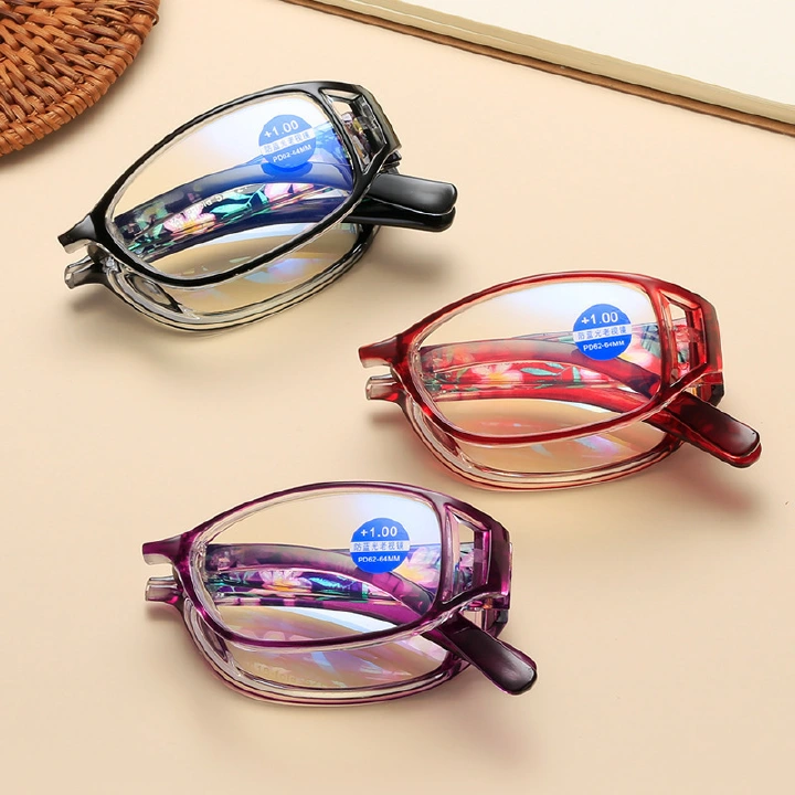 New Fashion Folding Reading Glasses Anti Blue Eyewear Frames Anti-fatigue Full Frame Portable Eyeglasses With Box