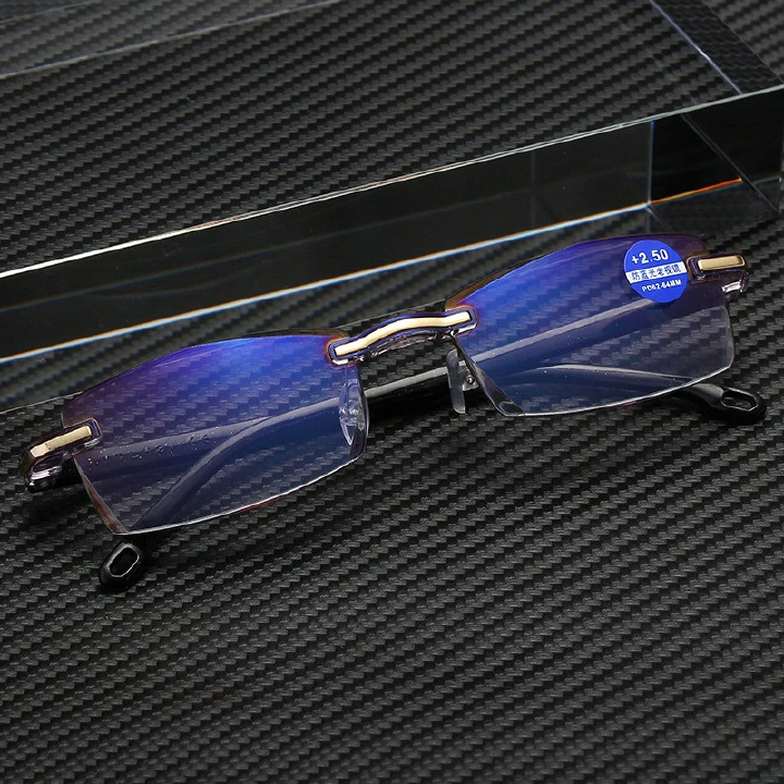 New Anti Blue Light Blocking Rimless Reading Glasses Women Men Square Frameless Presbyopic Glasses Eyewear Frames