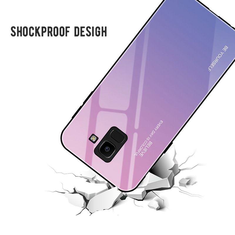 New Gradient Tempered Glass Phone Case For Samsung Galaxy A7 2018  A5 2017 A6 A8 J4 J6 Plus J8 2018 Shockproof Covers