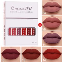 6PCS/Set Lipsticks Matte Lip Gloss Sets Makeup Lasting Velvet Liquid Lipstick Set Cosmetic 04