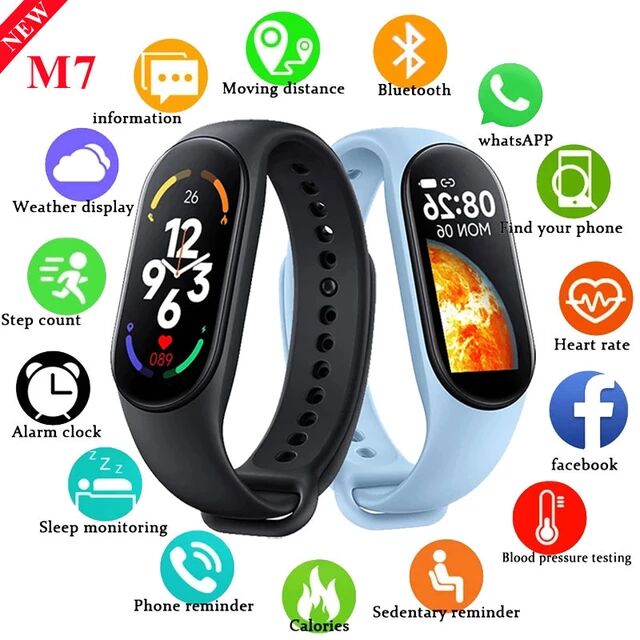 New M7 Smart Band Sport Smartwatch Blood Pressure Heart Rate Monitor Fitness Bracelet Smart Watches For Smart Phones Black normalBlack,normal