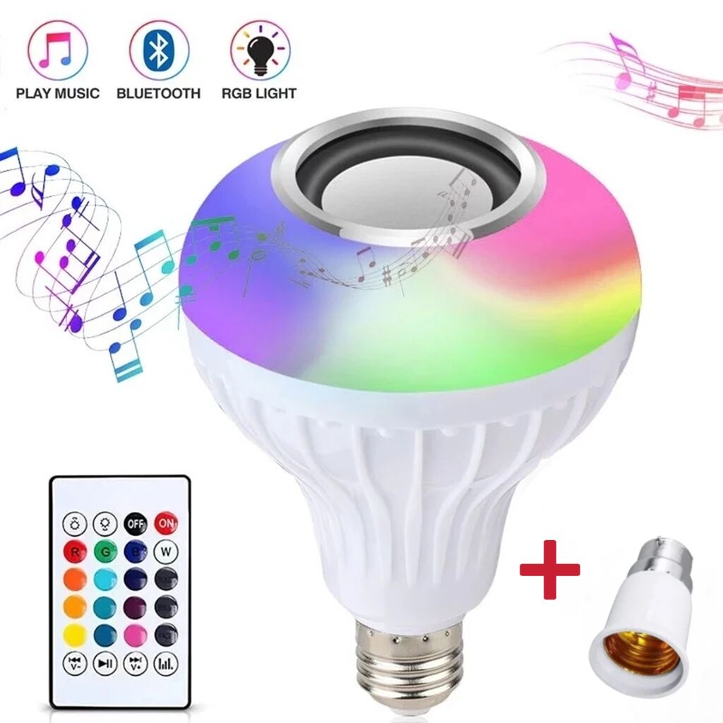 Double Base Wireless Bluetooth Speaker Bulb APP Control LED Lamp Smart Light Music Player Audio Remote Control Subwoofer Speaker Systems