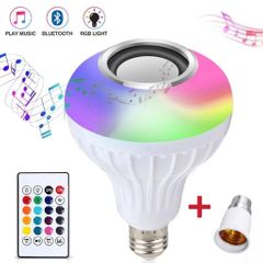 Double Base Wireless Bluetooth Speaker Bulb LED Lamp Smart Light Music Player Audio Remote Control Subwoofer Speaker Systems colorful 12w e27+b22