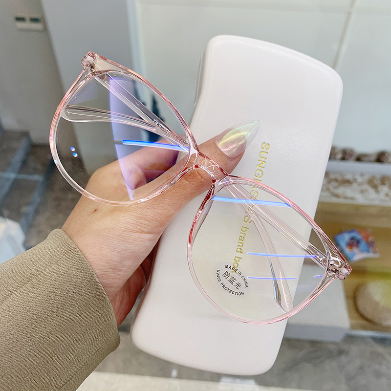 Transparent Computer Glasses Frame Women Men Anti Blue Light Eyewear Blocking Glasses Optical Spectacle Eyeglass Eyewear Frames Pink 14.6*5.6cmPink,14.6*5.6cm