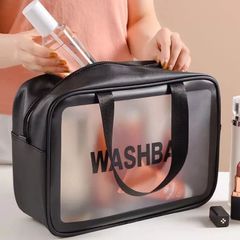 New Makeup Bags Travel Wash Bag Transparent Waterproof Makeup Storage Pouch Large Capacity Cosmetic Organizer Beauty Case Black 31x12x22cm