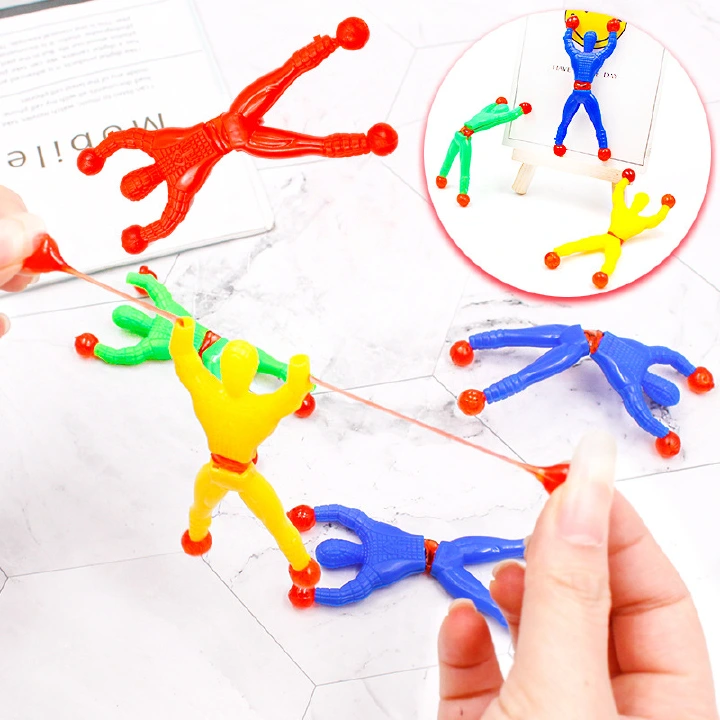 10Pcs Novelty Toys Sticky Wall Climbing Spider Man Kids Toys Birthday Party Favors Supplies Pinata Fillers Treat Bag Goody Bag Gift