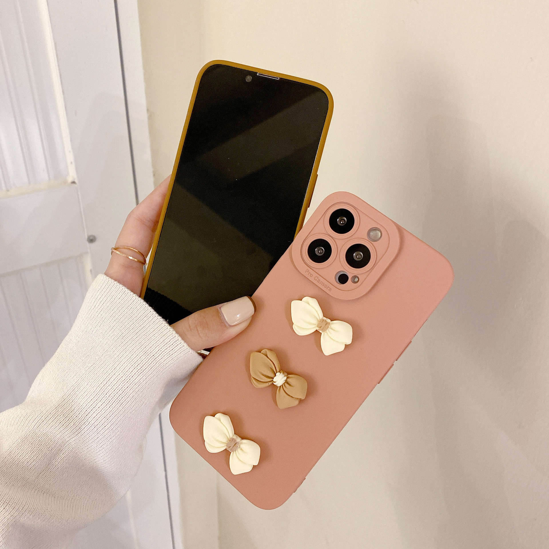 New Bow Tie Shockproof Phone Case For iPhone OPPO Huawei Samsung Xiaomi Phones Cover Fashion Candy Color Matte Back Covers