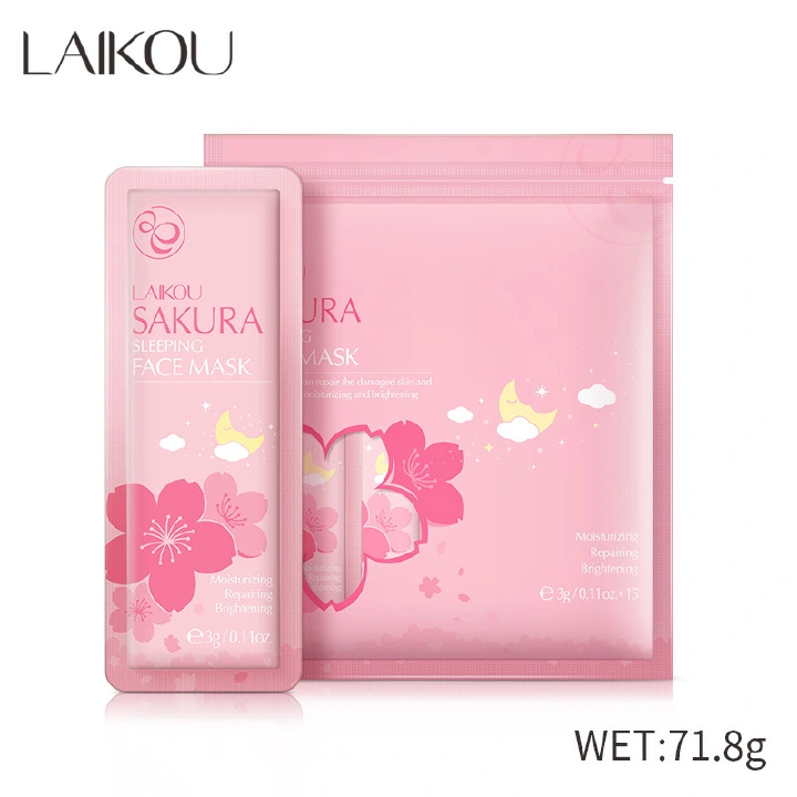 LAIKOU 15PCS Sakura Sleeping Mask Moisturizing Facial Mask Anti Wrinkle Hydrating No Washing Matcha Masks Brightening Night Face Mask Anti Aging