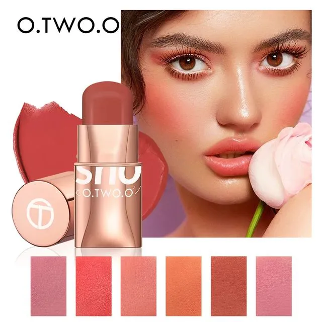O.TWO.O Blush Stick Cream Blusher 6 Colors Blendable Waterproof Long-lasting Lip Cheek Eye Multi-use Stick Makeup Women