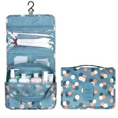 New Hook Makeup Bags Cosmetic Bag High Capacity Toiletries Storage Bags Travel Bag Make Up Organizer Waterproof Beauty Bags Blue flowers 24*19.5CM