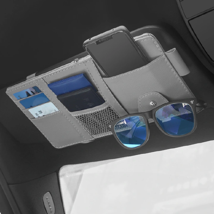 Car Sun Visor Organizer Bag Multi-Pocket Auto Interior Accessories Pocket Organizer Car Document Storage Pouch Pen Holder