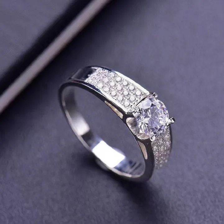 High Quality D Color Men Rings Moissanite Diamond Rings Jewellery 925 Sterling Silver Ring Engagement Wedding Ring Passed Diamond Test Gift
