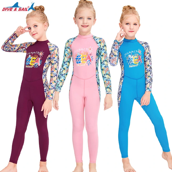 Kids Full Body Swimsuit for Girls Boys Rash Guard Long Sleeve Swim Wear Wetsuit Skin One Piece UV Protection Swimming Suit