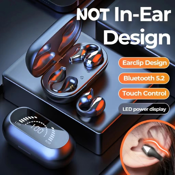NEW S03 Bone Conduction Earphones Bluetooth 5.2 Earclip on Ear Earring Wireless Earphones Sports Earpods  Ear Hook with Mic