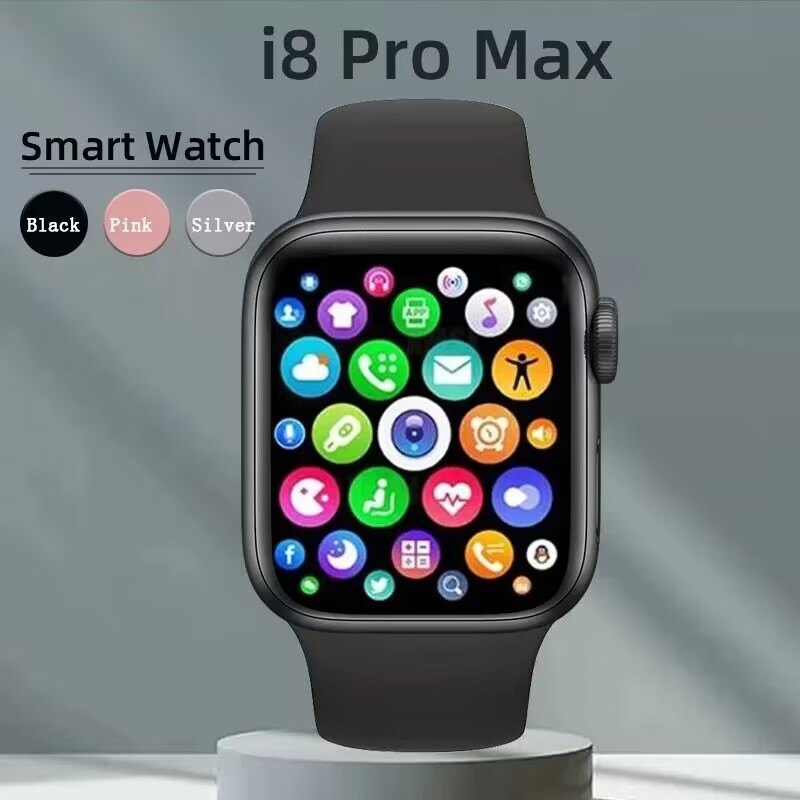 New Arrival i8 Pro Max Smartwatch Bluetooth Call Smart Watches Health Monitor Fitness Bracelet Scroll Button Smart Band Black,as picture