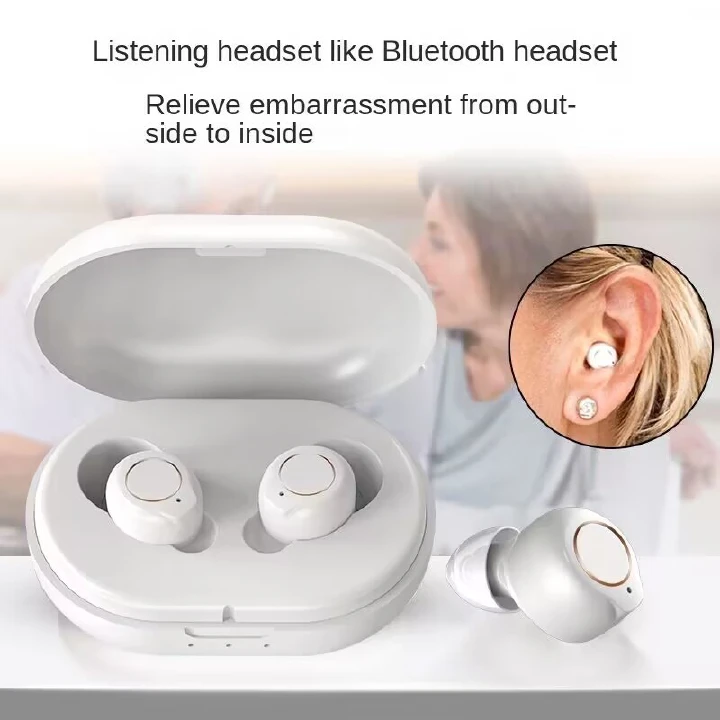 Hearing Aid Magnetic Rechargeable Portable Bluetooth Earphones Shape Elderly Hearing Aid Hearing Impaired Low Noise Sound Amplifier Adjustable