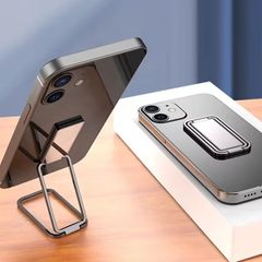 New Universal Mobile Phone Stand Holder 360 Degree Rotating Zinc Alloy Folding Loop Ring Bracket Ultra-thin Car Magnetic Holder Smartphone Mount Black
