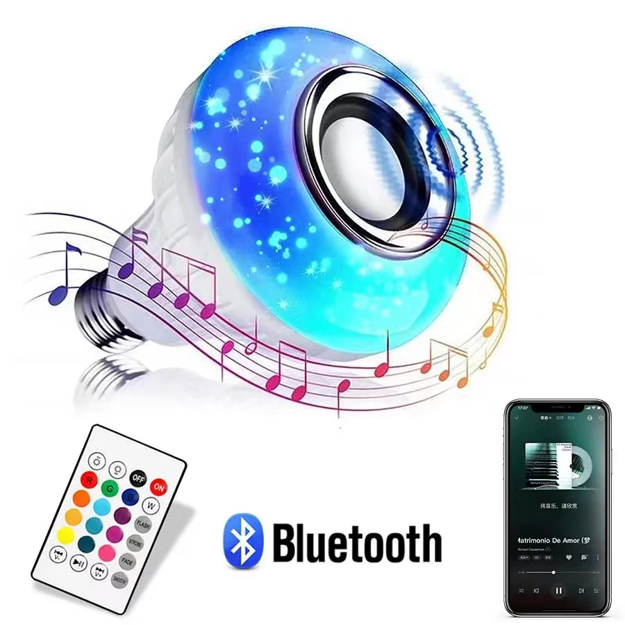 Double Base Wireless Bluetooth Speaker Bulb APP Control LED Lamp Smart Light Music Player Audio Remote Control Subwoofer Speaker Systems