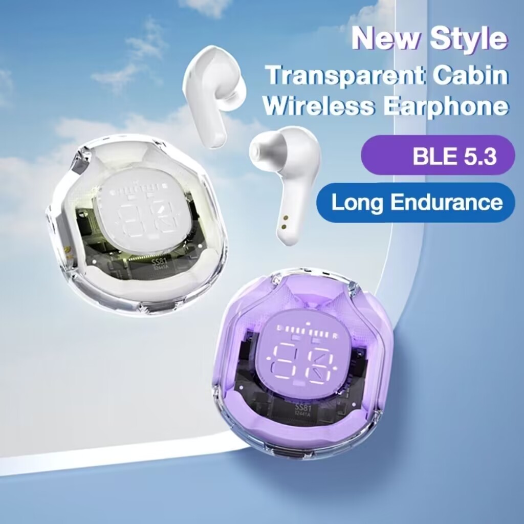 New Air39 Bluetooth Earphones Transparent Earphones ENC Game Wireless Bluetooth Earbuds In-Ear  Touch Control Bluetooth 5.3 Earpods  With Breathing Lights For Phones