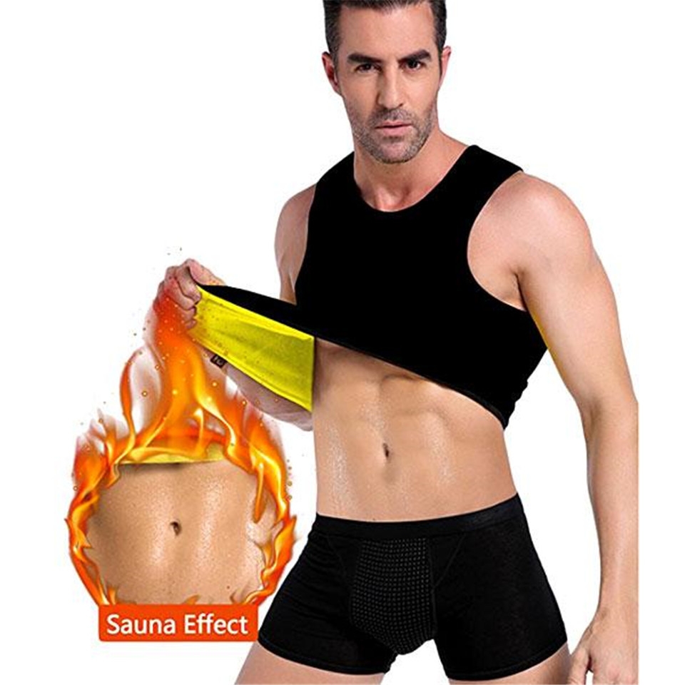 Men&apos;s Body Shaper Tummy Tank Top Slimming Vest Weight Loss Shapewear Neoprene No Zip