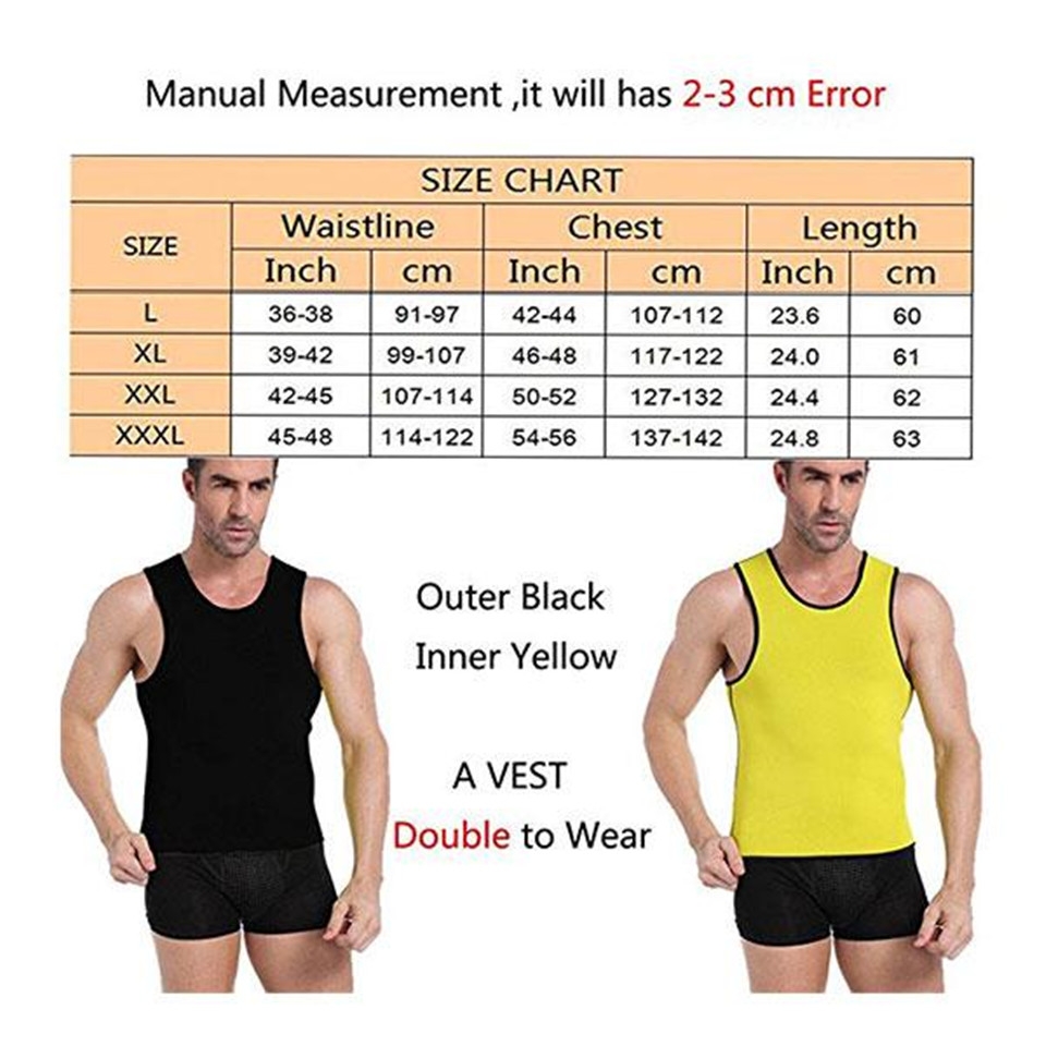 Men&apos;s Body Shaper Tummy Tank Top Slimming Vest Weight Loss Shapewear Neoprene No Zip