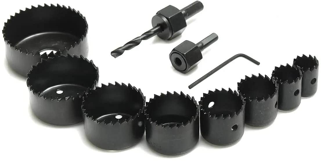 11pcs Hole Saw Cutting Set Kit Drilling Tool Wood Metal Cutter 19-64mm Mandrels Saws Core Drill Bits