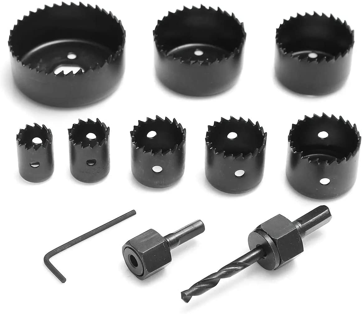 11pcs Hole Saw Cutting Set Kit Drilling Tool Wood Metal Cutter 19-64mm Mandrels Saws Core Drill Bits