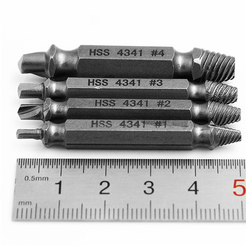 4pcs Double-end Easy-out Stripped Screw Remover Extractor