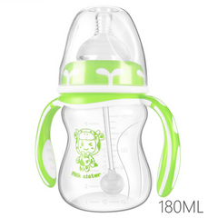 KiliFun Collection Milk Sister Newborn PP Bottle 180ml Silicone Pacifier Wide Caliber Dandle Curved 180mL Green