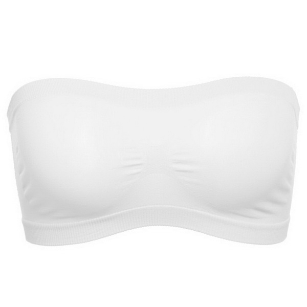 Women Basic Stretch Layer Strapless Seamless Solid Cropped Tube Top Bra Bandeau Underwear