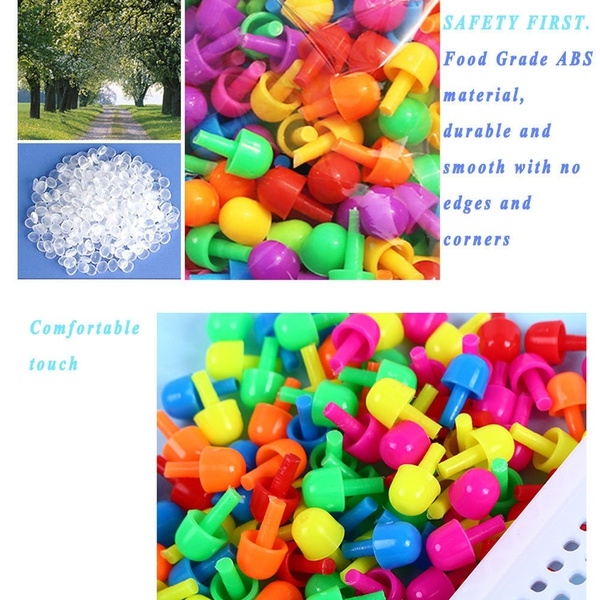 Children Kids Early Education Toys Creative Peg Board with 296 Pegs Jigsaw Toy
