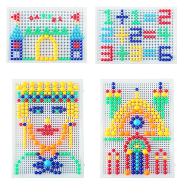 Children Kids Early Education Toys Creative Peg Board with 296 Pegs Jigsaw Toy
