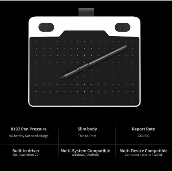 Graphics Drawing Tablet Board 6x3.7" Ultra-thin Creative Draw Digital Plate for Android Phones