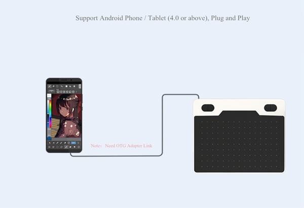 Graphics Drawing Tablet Board 6x3.7" Ultra-thin Creative Draw Digital Plate for Android Phones