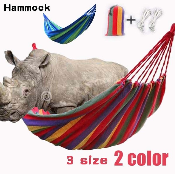 Portable Durable Comfortable Woven Nylon Rainbow Swing Hammock Outdoor Camping Supplies Support Up