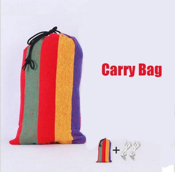 Portable Durable Comfortable Woven Nylon Rainbow Swing Hammock Outdoor Camping Supplies Support Up